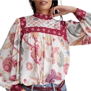 NWT Anthropologie Let Me Be Quilted Floral Blouse Sz: Small